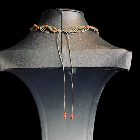 Boho Macrame Necklace Natural Stone Pendant Handmade Earthy Festival Jewelry - Picture 6 of 9